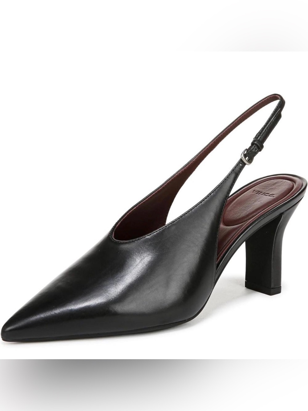 VINCE BNIB Black Leather Pointed Slingback Heel SZ 9.5 Padded Insole 💕💃🏻